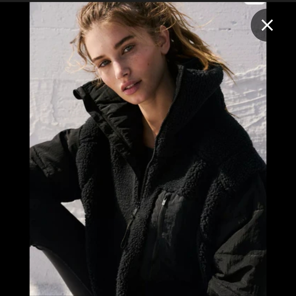 FP Movement by Free People Cozy Black Teddy Jacket